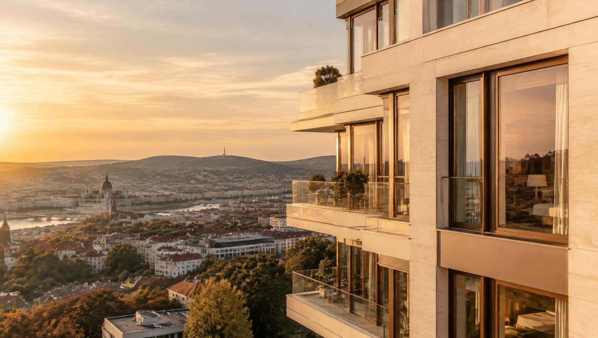 Clădire rezidențială contemporană la apus